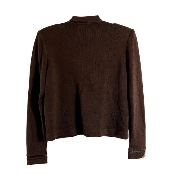 St. John Collection brown knitted cardigan size 2 D1